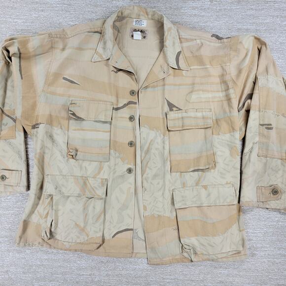 VTG Cabelas Western Sage Combat Coat Mens 2XL Tan Pink Military Jacket Hunt 87' - Picture 7 of 16